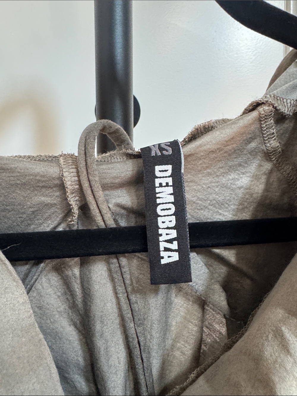 Demobaza Draped Sleeveless Hooded Tunic Jumpsuit in Taupe - Picture 2 of 3